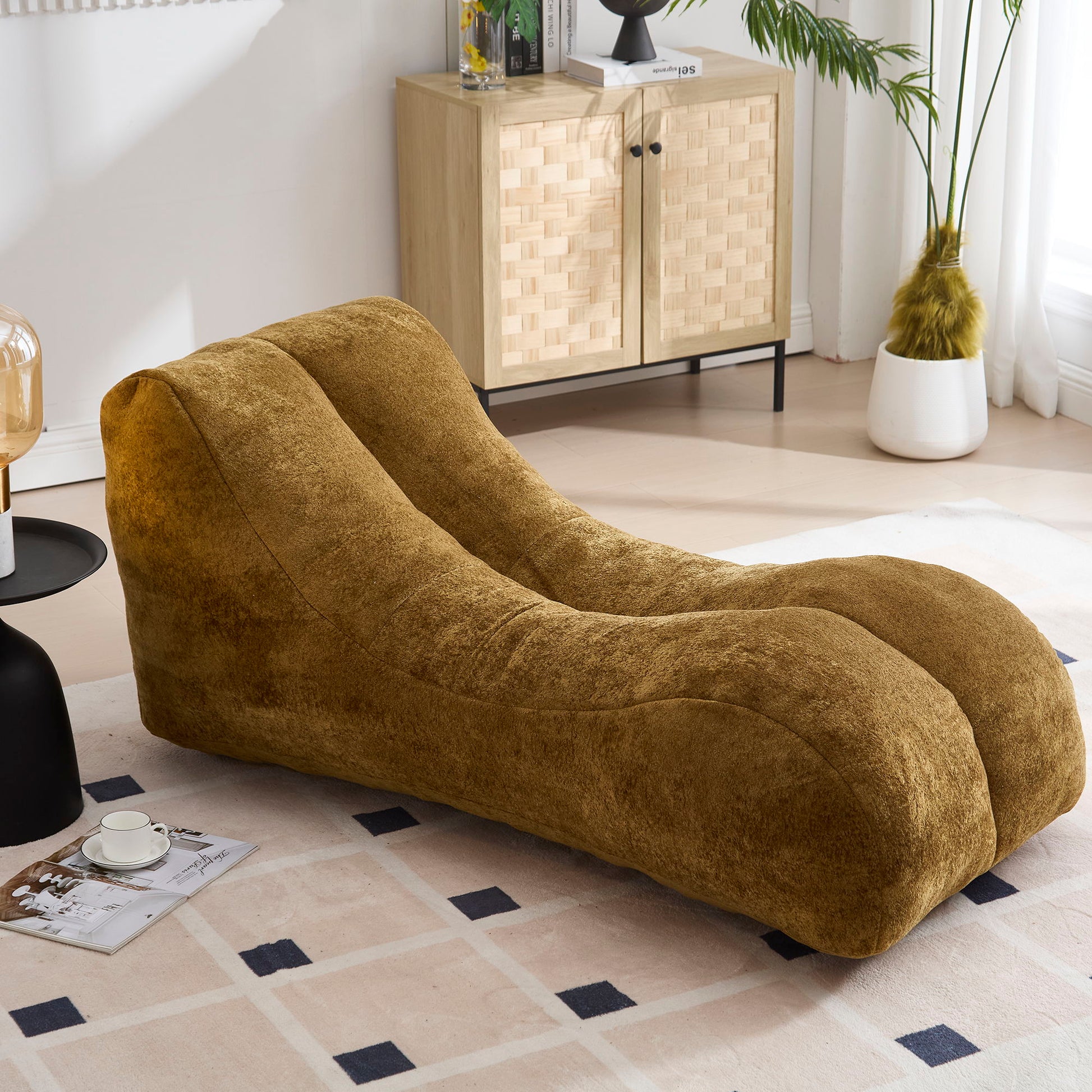 Creative Bean Bag Sofa Chair in brown fabric with sponge filling, HouseOfZazla chaise on Tampa Home & Garden Store