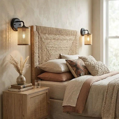 Reef Rustic Wicker Wall Sconce with Natural Shade