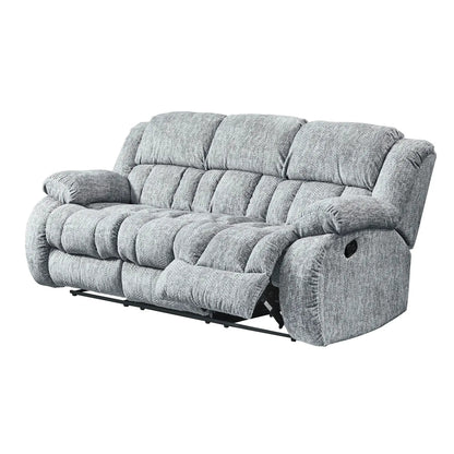 Stonic reclining sofa in gray textured fabric with tufted cushions on Tampa Home & Garden Store