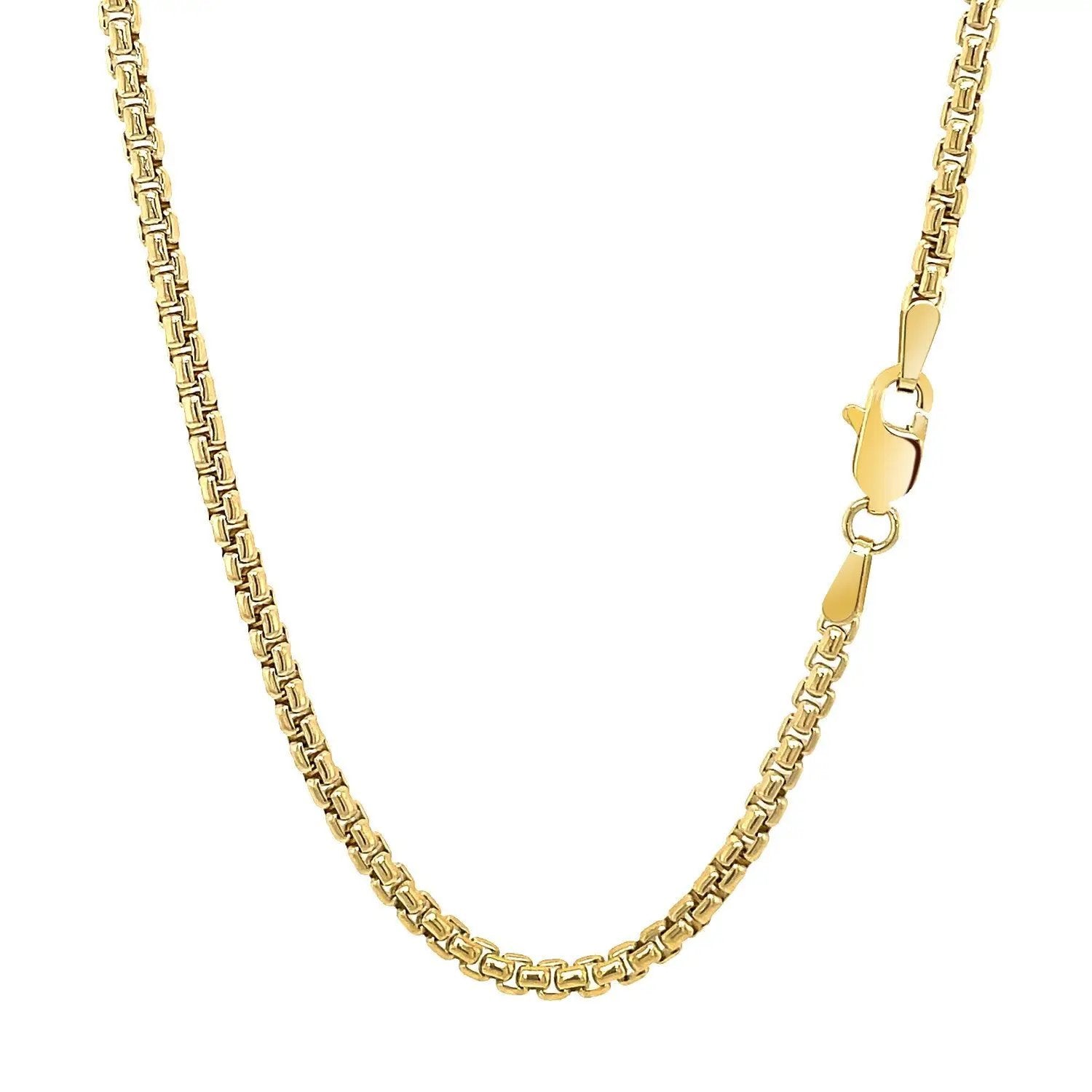 14k yellow gold solid round box chain necklace 2.5 mm with lobster clasp on Tampa Home & Garden Store