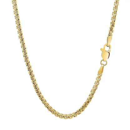 14k yellow gold solid round box chain necklace 2.5 mm with lobster clasp on Tampa Home & Garden Store