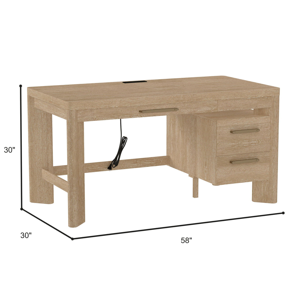 Tan wood writing desk 58 inch long, 30 inch wide with spacious surface by HouseOfZazla on Tampa Home & Garden Store