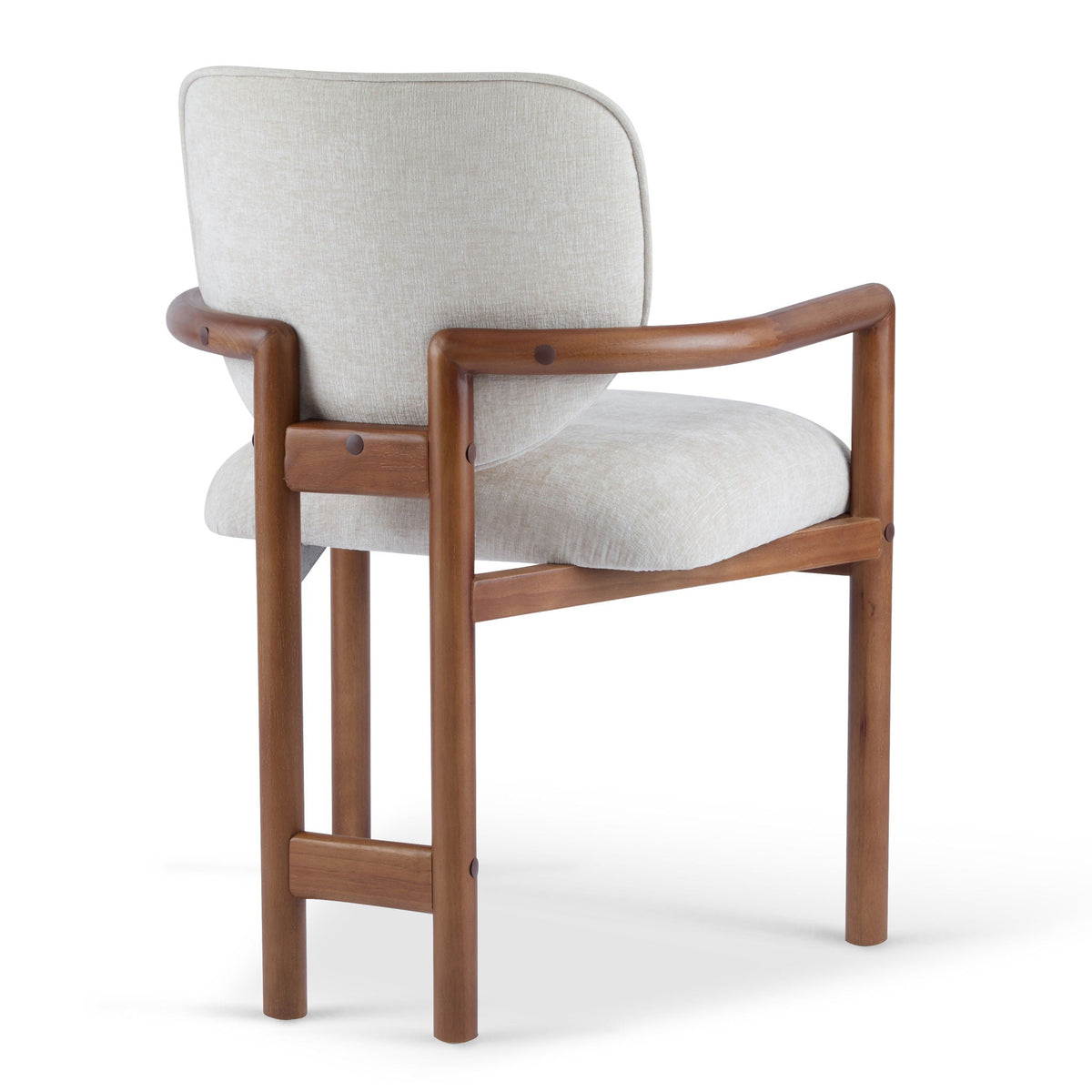 Upholstered Arm Dining Chairs set of 2 beige fabric with wood frame on Tampa Home & Garden Store
