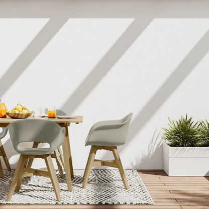Kona outdoor dining chair set in light gray plastic with wood legs, 2 chairs by Unique Piece on Tampa Home & Garden Store
