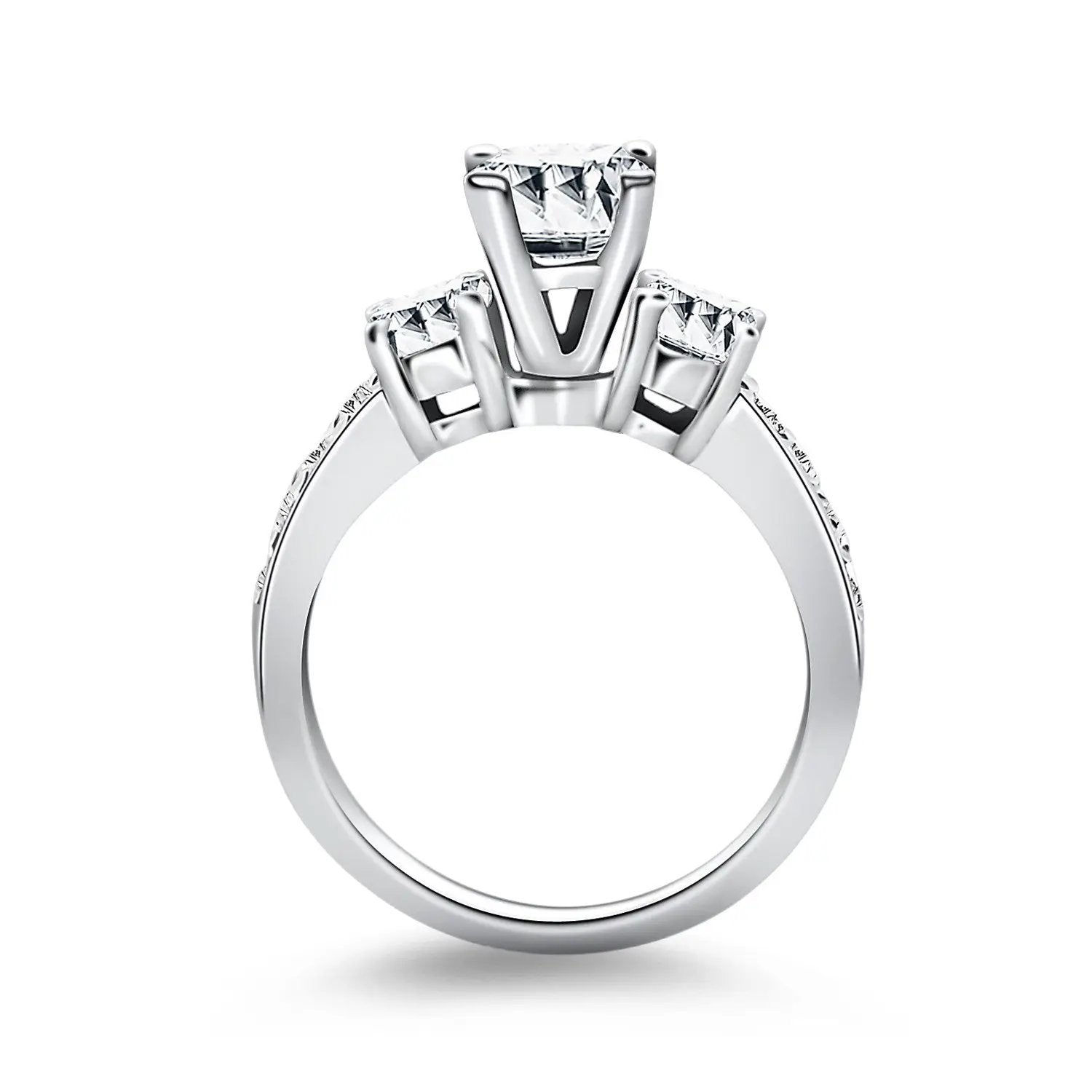 Ring, 14k white gold three-stone engagement ring with diamond band by Bids.com on Tampa Home & Garden Store