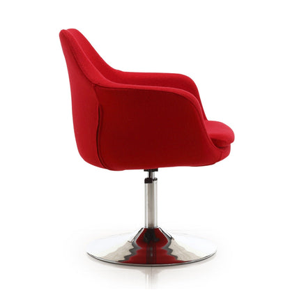 Red Kinsey swivel lounge chair with red upholstery and chrome pedestal base adjustable height on Tampa Home & Garden Store