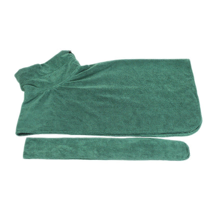 Absorbent microfiber pet bathrobe with waist belt, green two-piece set by Pet Zen on Tampa Home & Garden Store