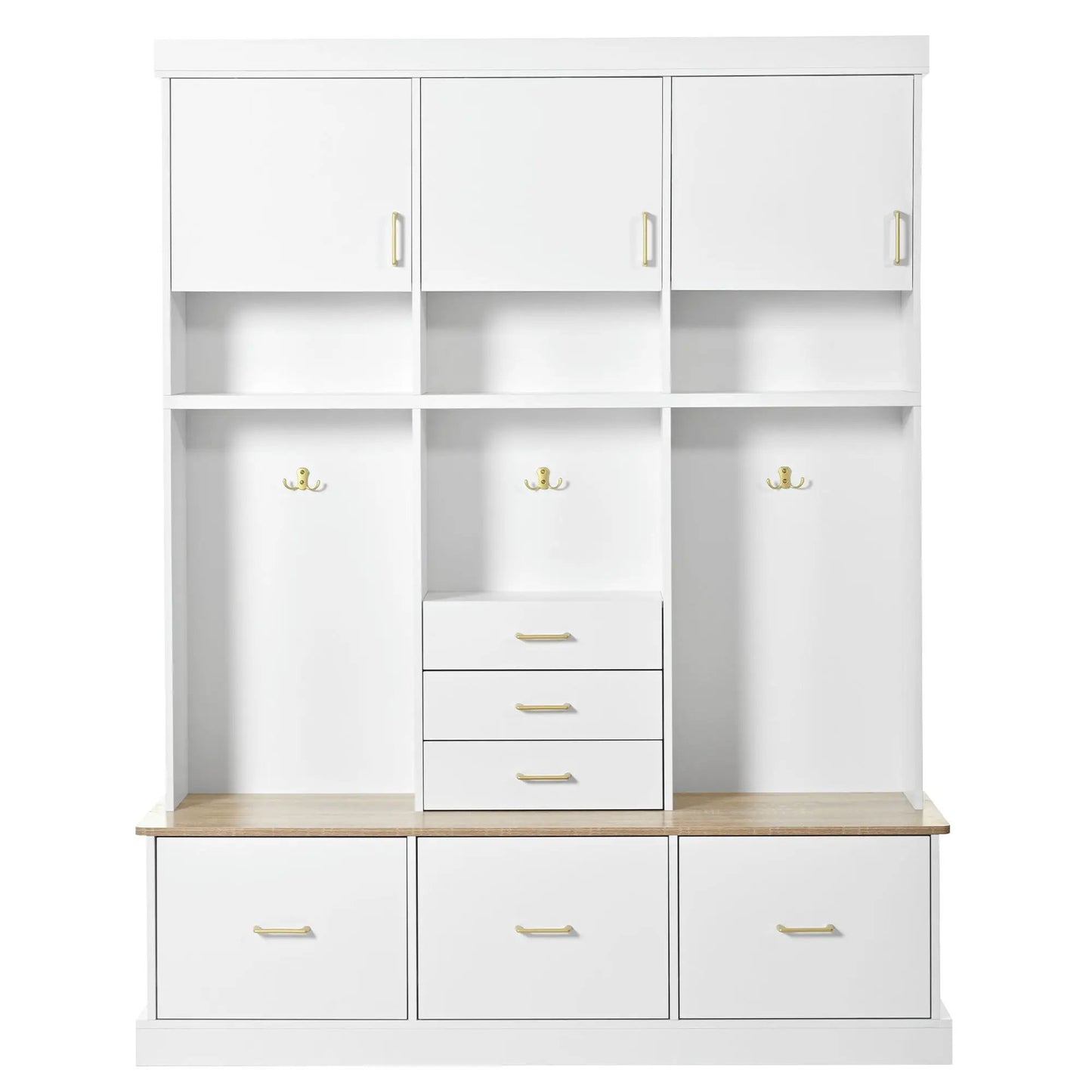 Entryway Hall Tree With Bench and Storage Unit