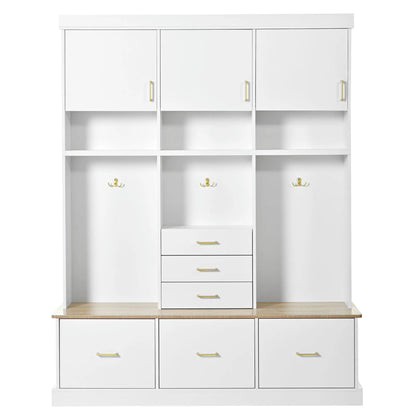 Entryway Hall Tree With Bench and Storage Unit