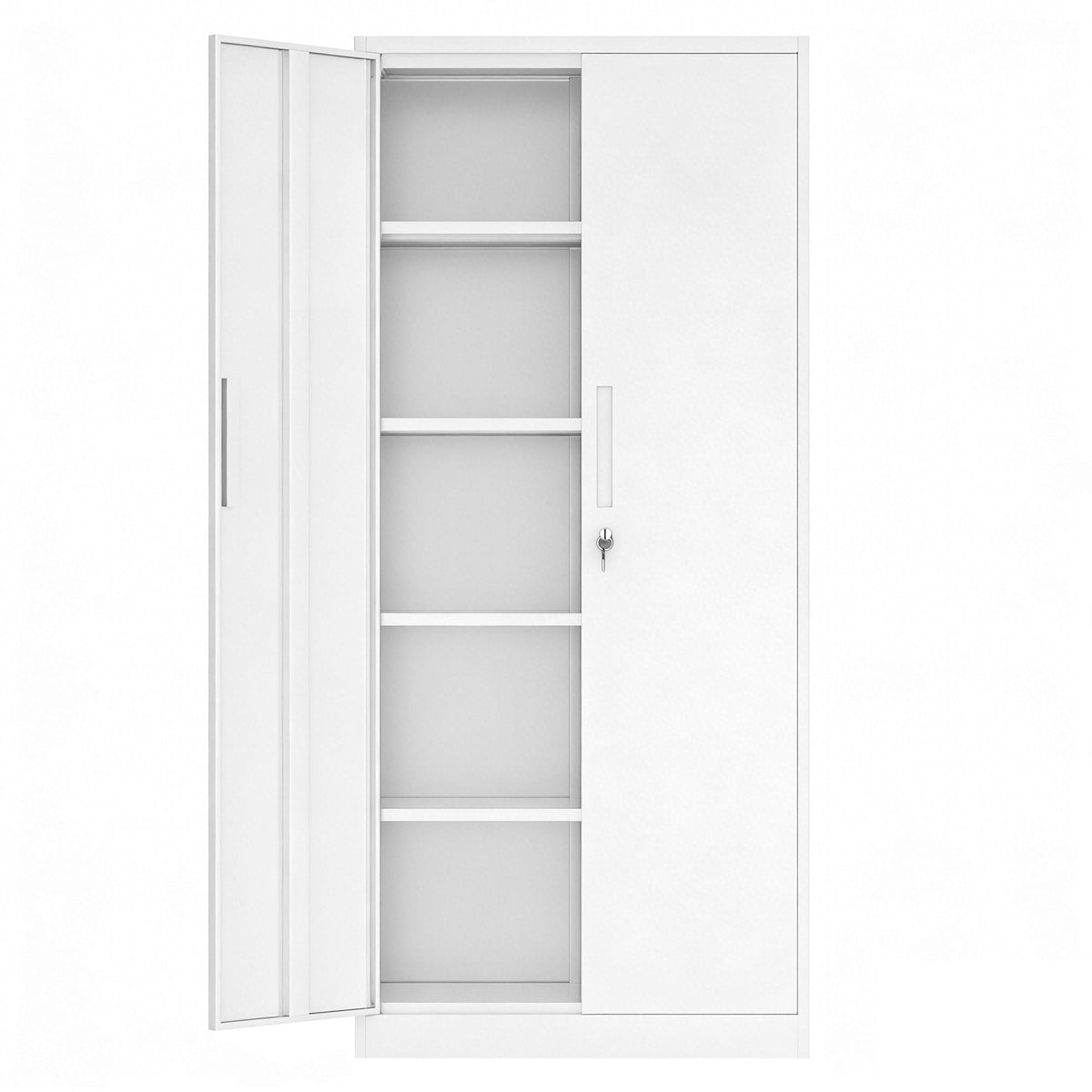 Steel garage storage cabinet with adjustable shelves and lock, white finish by HouseOfZazla on Tampa Home & Garden Store