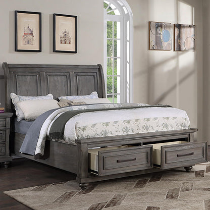 3 Piece Bedroom Set with bed and 2 nightstands in dark gray, under-bed drawers by HouseOfZazla on Tampa Home & Garden Store