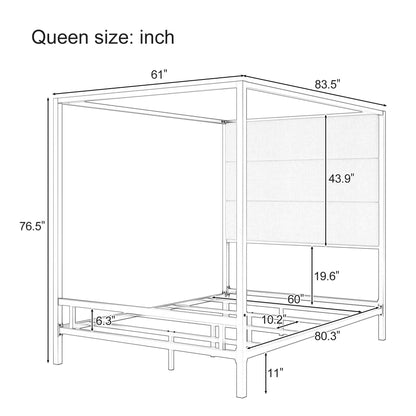 Canopy bed with tall upholstered headboard and four-poster frame by HouseOfZazla on Tampa Home & Garden Store