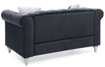 Contemporary navy velvet loveseat by HouseOfZazla with jeweled tufting and rolled arms on Tampa Home & Garden Store