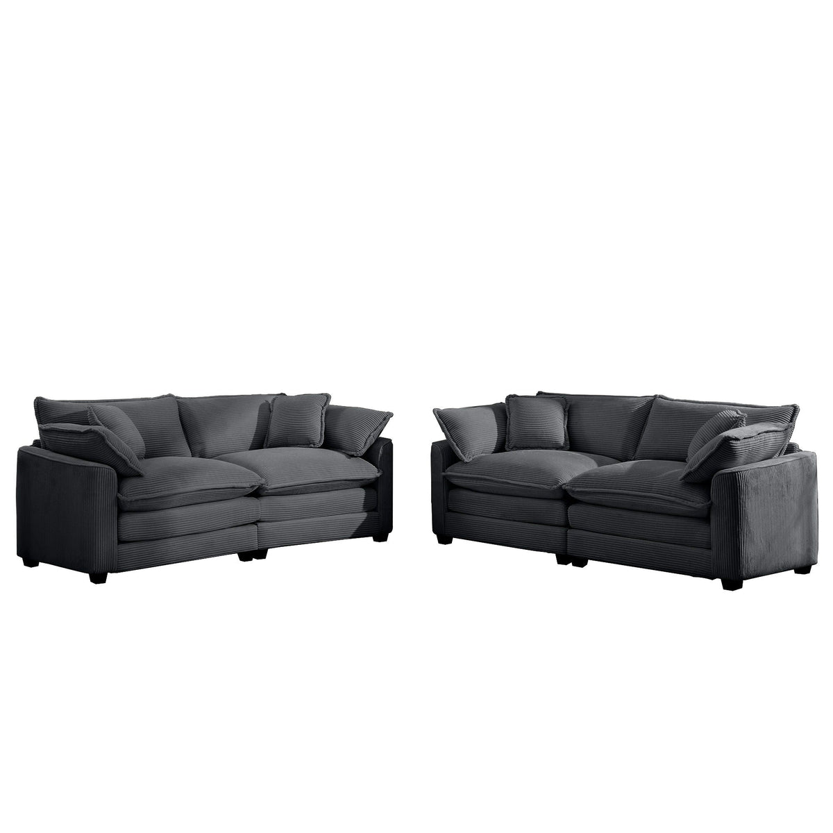 3 Piece Living Room Set oversized sectional with deep seats in charcoal fabric HouseOfZazla on Tampa Home & Garden Store