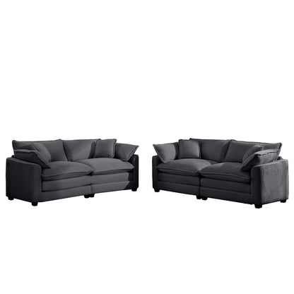 3 Piece Living Room Set oversized sectional with deep seats in charcoal fabric HouseOfZazla on Tampa Home & Garden Store