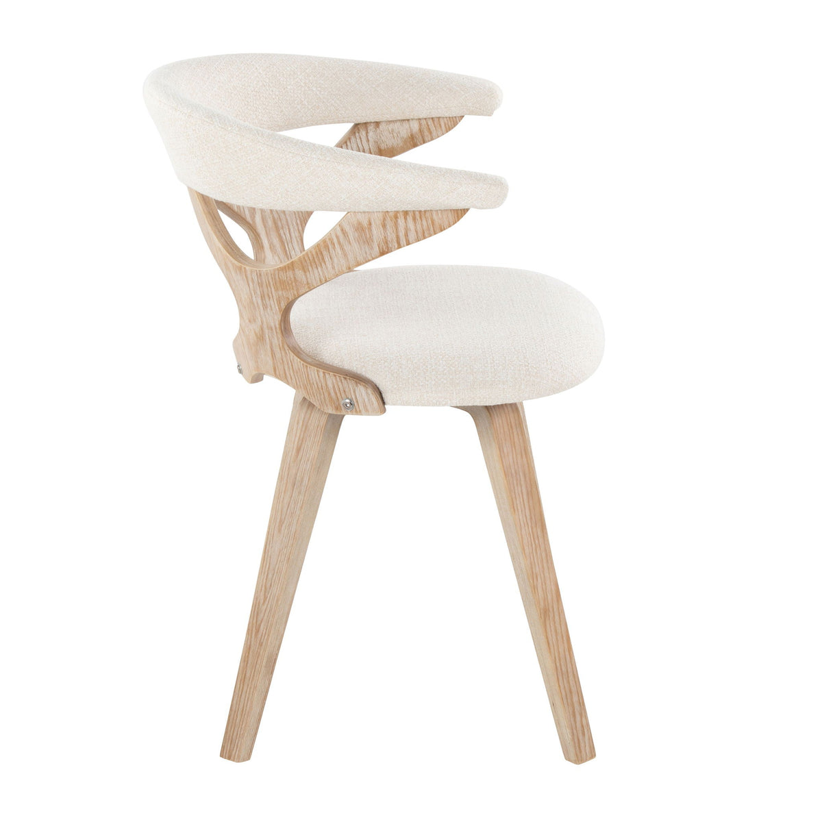 Mid Century Modern Swivel Dining Chair beige fabric upholstery on light wood frame HouseOfZazla on Tampa Home & Garden Store