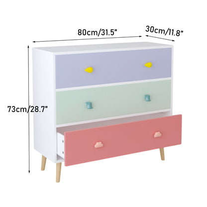 3-Drawer Dresser with pastel lavender/green drawers and wooden legs HouseOfZazla on Tampa Home & Garden Store