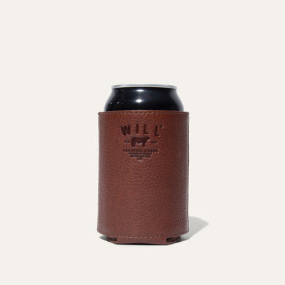 Leather Bottle & Can Holder by Will Leather Goods, brown textured leather sleeve for cans and bottles on Tampa Home & Garden Store