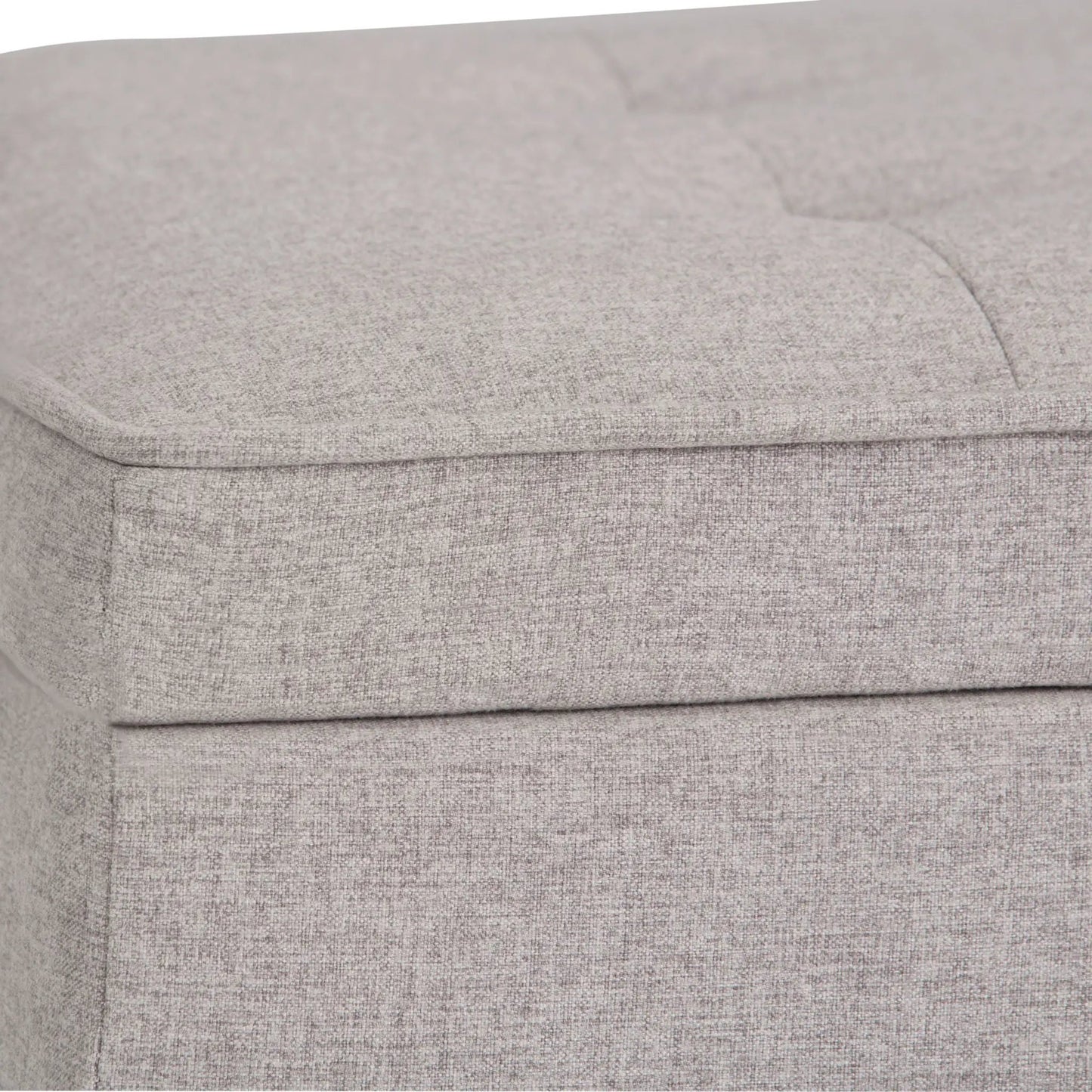 Cosmopolitan storage ottoman bench light gray textured fabric with stitched top on Tampa Home & Garden Store