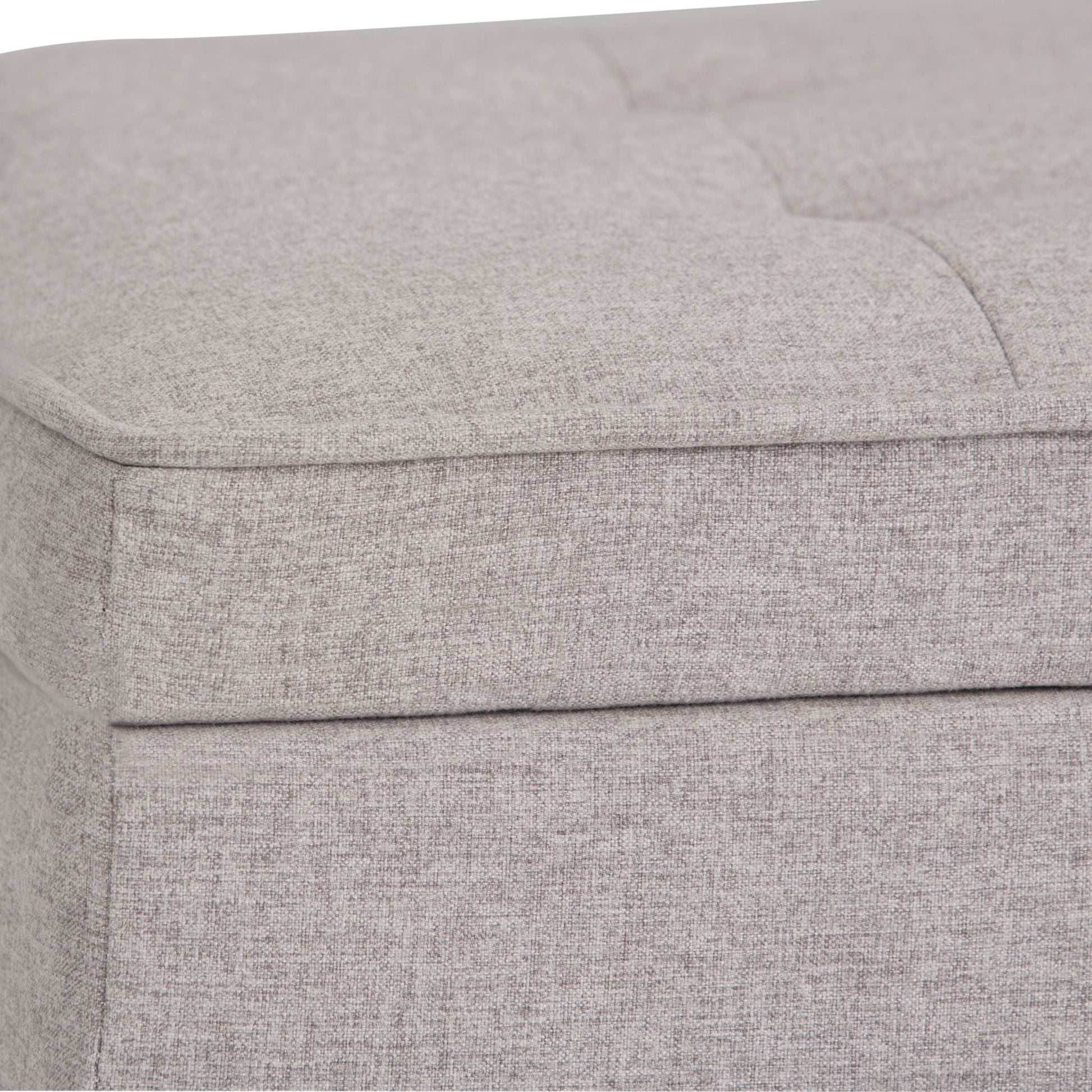 Cosmopolitan storage ottoman bench light gray textured fabric with stitched top on Tampa Home & Garden Store