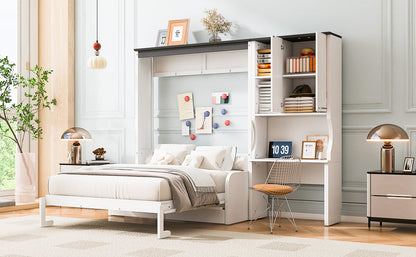 Foldable Murphy Bed with Desk and Cabinet