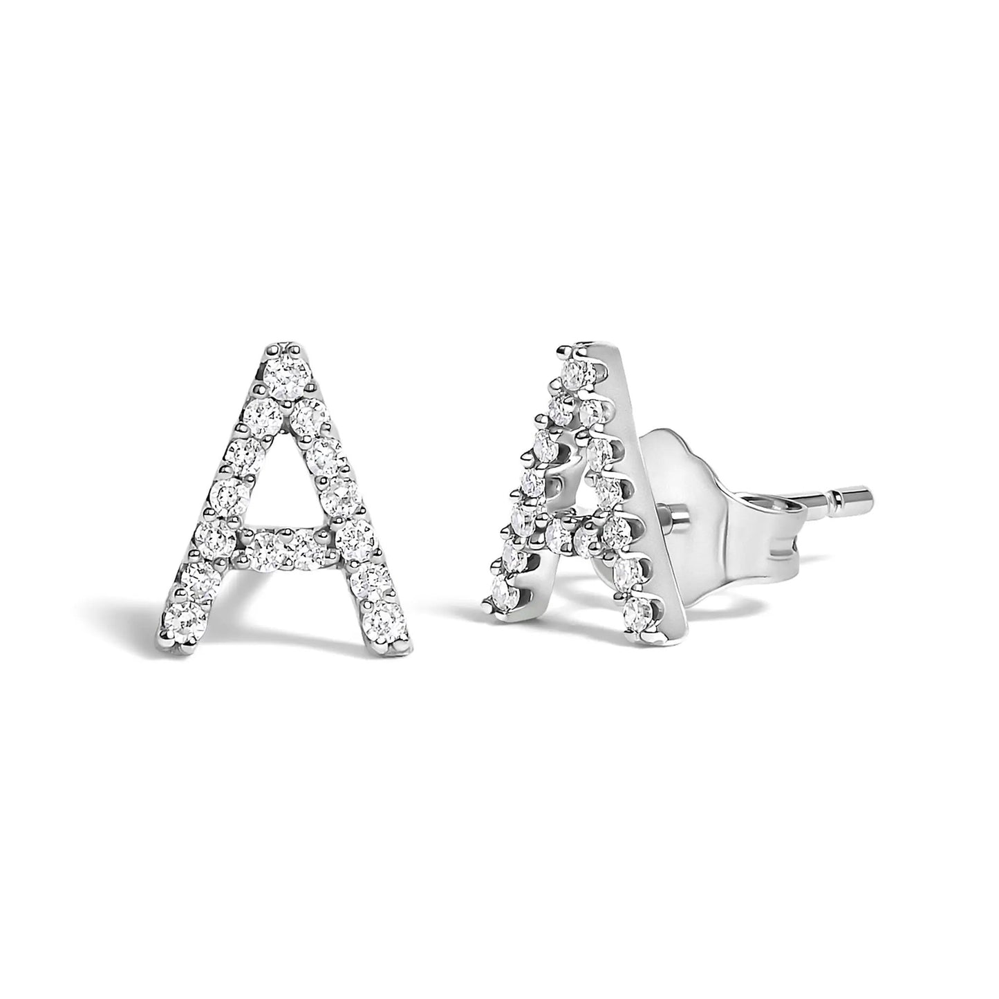 Pair of A-shaped diamond stud earrings in 10K white gold with pave diamonds 1/10 cttw by Bids.com on Tampa Home & Garden Store