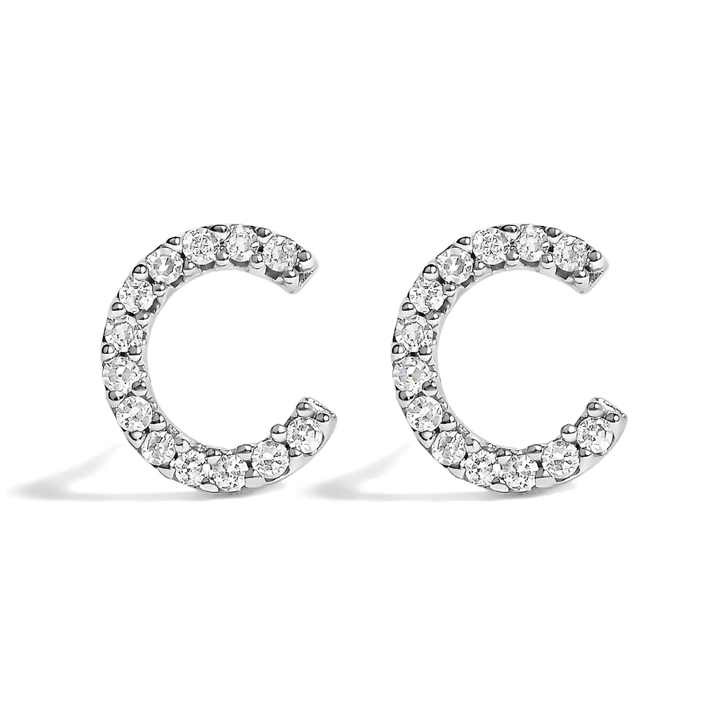 Pair of 10K white gold diamond hoop earrings with pave-set stones on Tampa Home & Garden Store