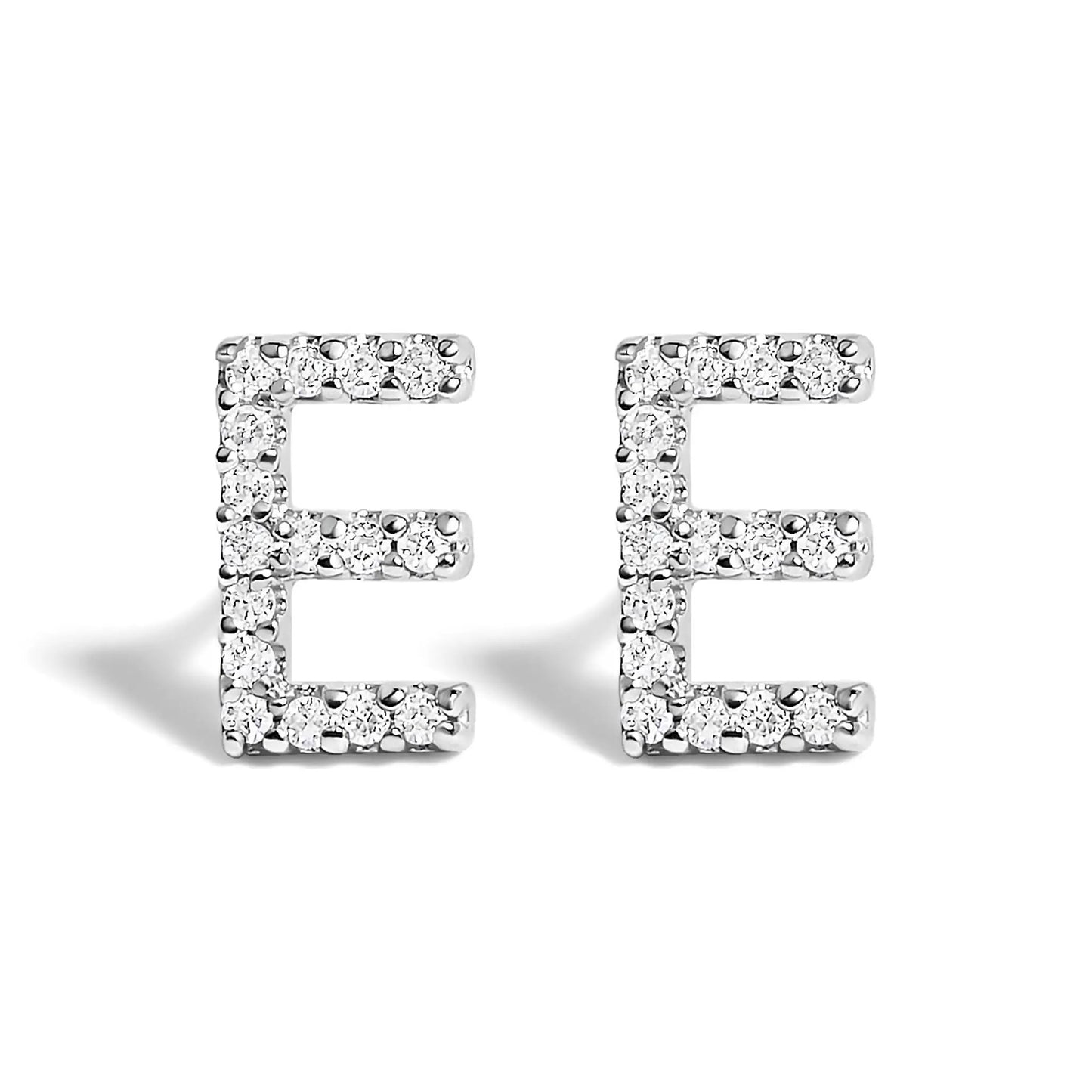 Pair of 10K white gold diamond initial A stud earrings, 1/10 cttw, by Bids.com on Tampa Home & Garden Store