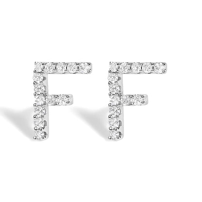 Pair of 10K white gold diamond initial A stud earrings by Bids.com, 1/10 Cttw diamonds on Tampa Home & Garden Store