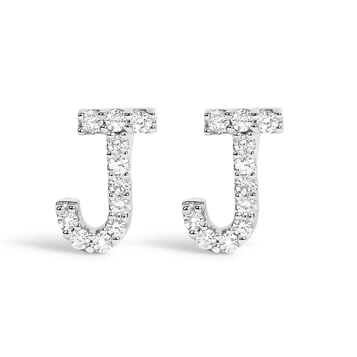 10K white gold diamond initial A stud earrings by Bids.com, pavé-set pair on Tampa Home & Garden Store