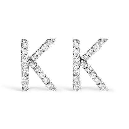 Pair of 10K white gold diamond initial A stud earrings, 1/10 cttw pavé diamonds by Bids.com on Tampa Home & Garden Store