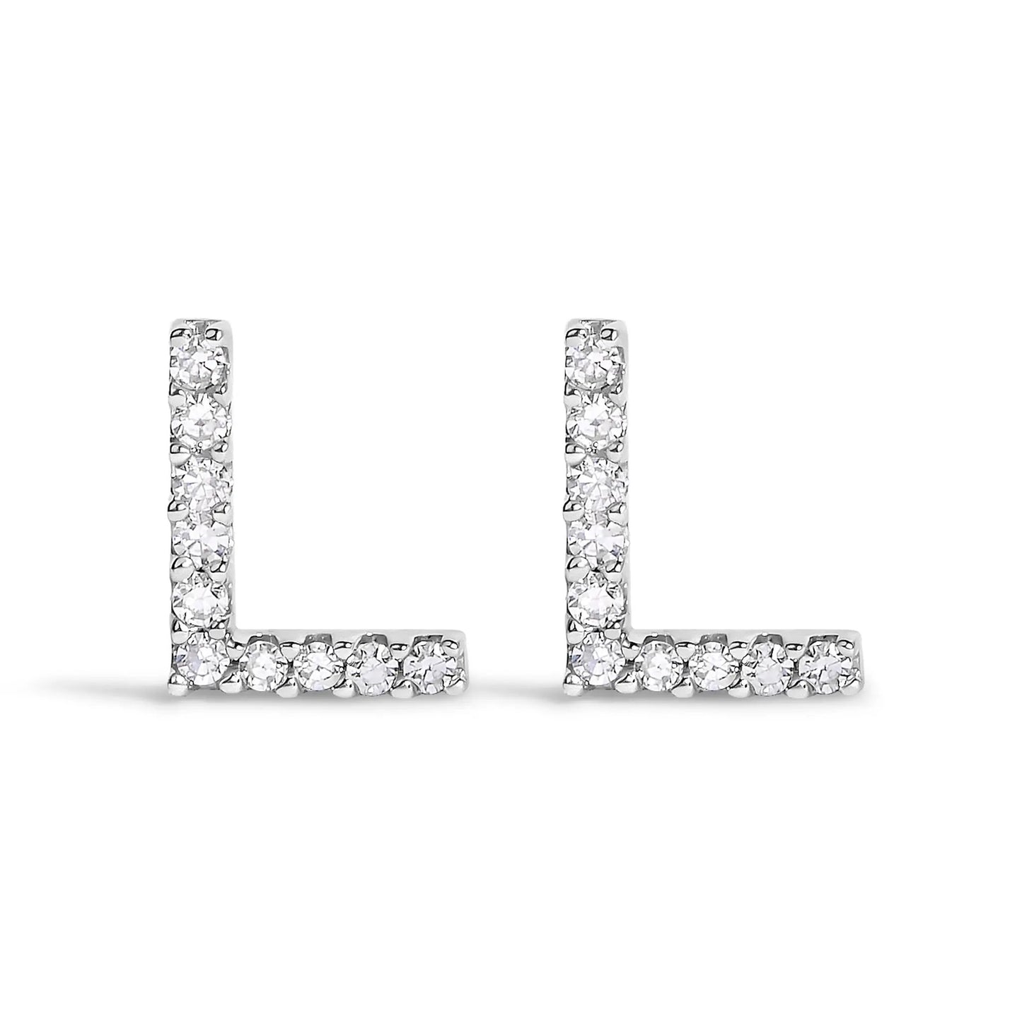 Pair of 10K white gold initial A diamond stud earrings, 1/10 cttw, Bids.com on Tampa Home & Garden Store
