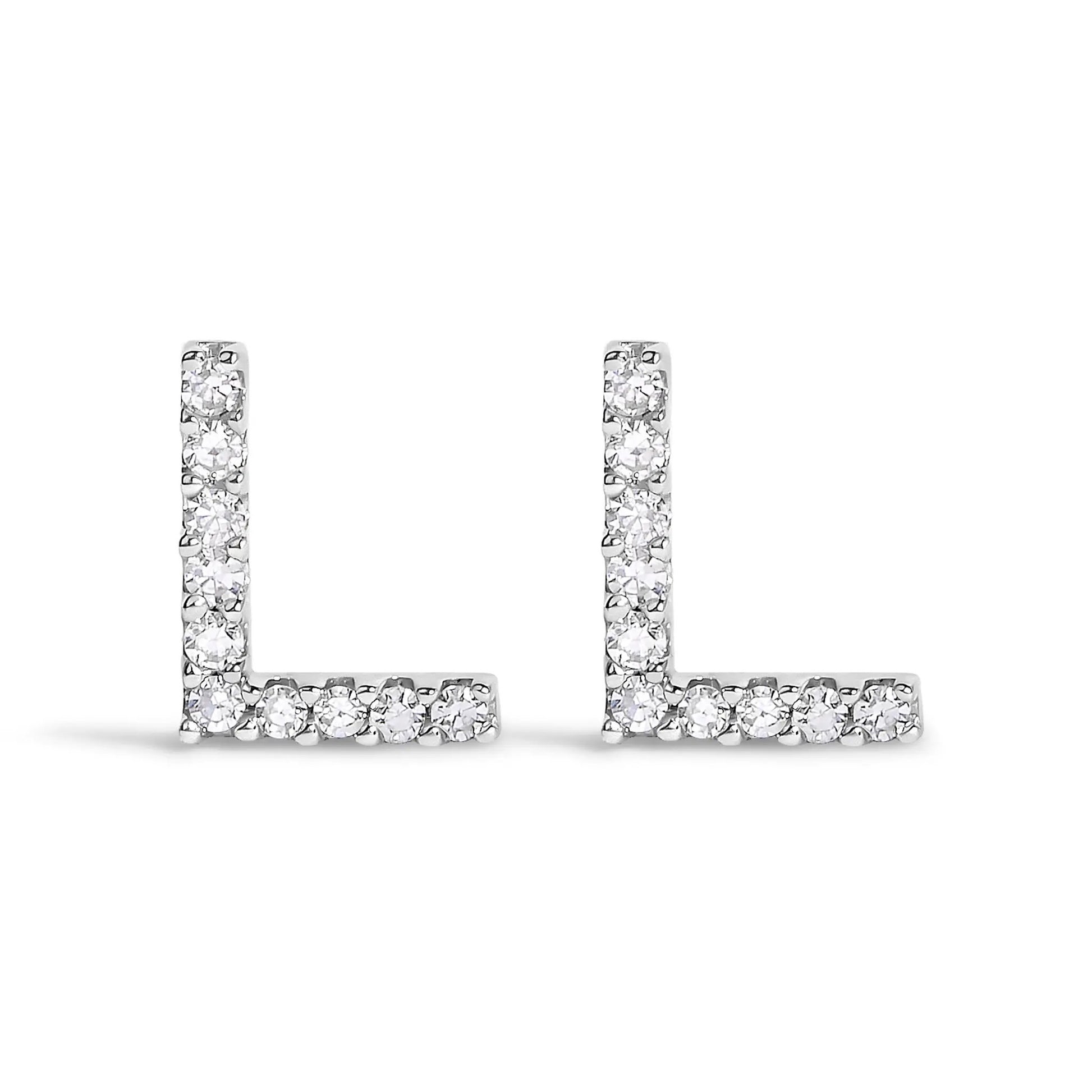 Pair of 10K white gold initial A diamond stud earrings, 1/10 cttw, Bids.com on Tampa Home & Garden Store