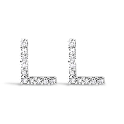 Pair of 10K white gold initial A diamond stud earrings, 1/10 cttw, Bids.com on Tampa Home & Garden Store