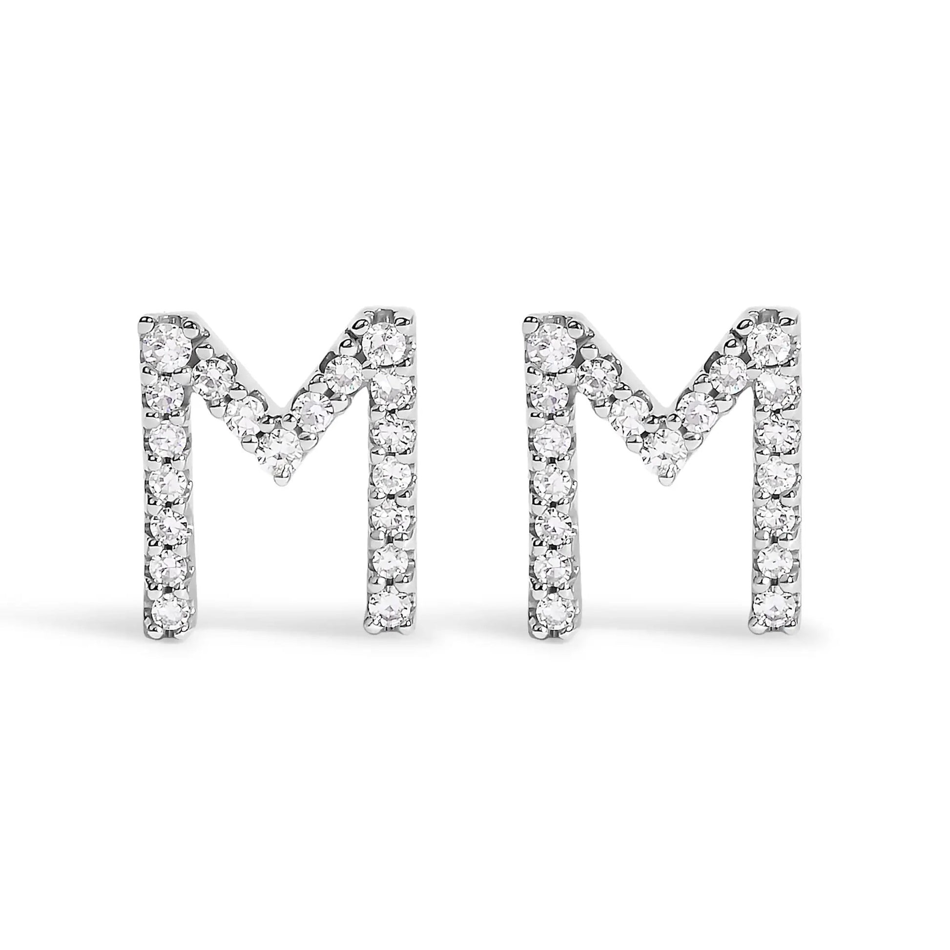 Diamond initial A stud earring in 10K white gold with pave diamonds totaling 1/10 Cttw on Tampa Home & Garden Store