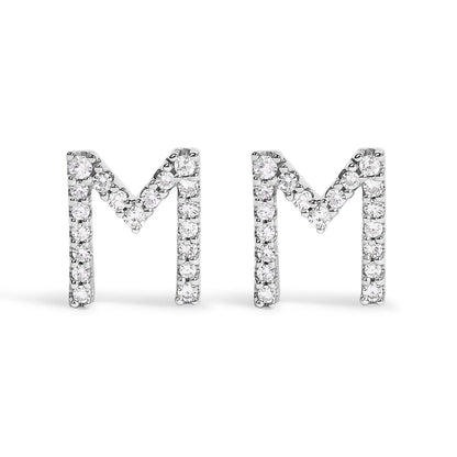 Diamond initial A stud earring in 10K white gold with pave diamonds totaling 1/10 Cttw on Tampa Home & Garden Store