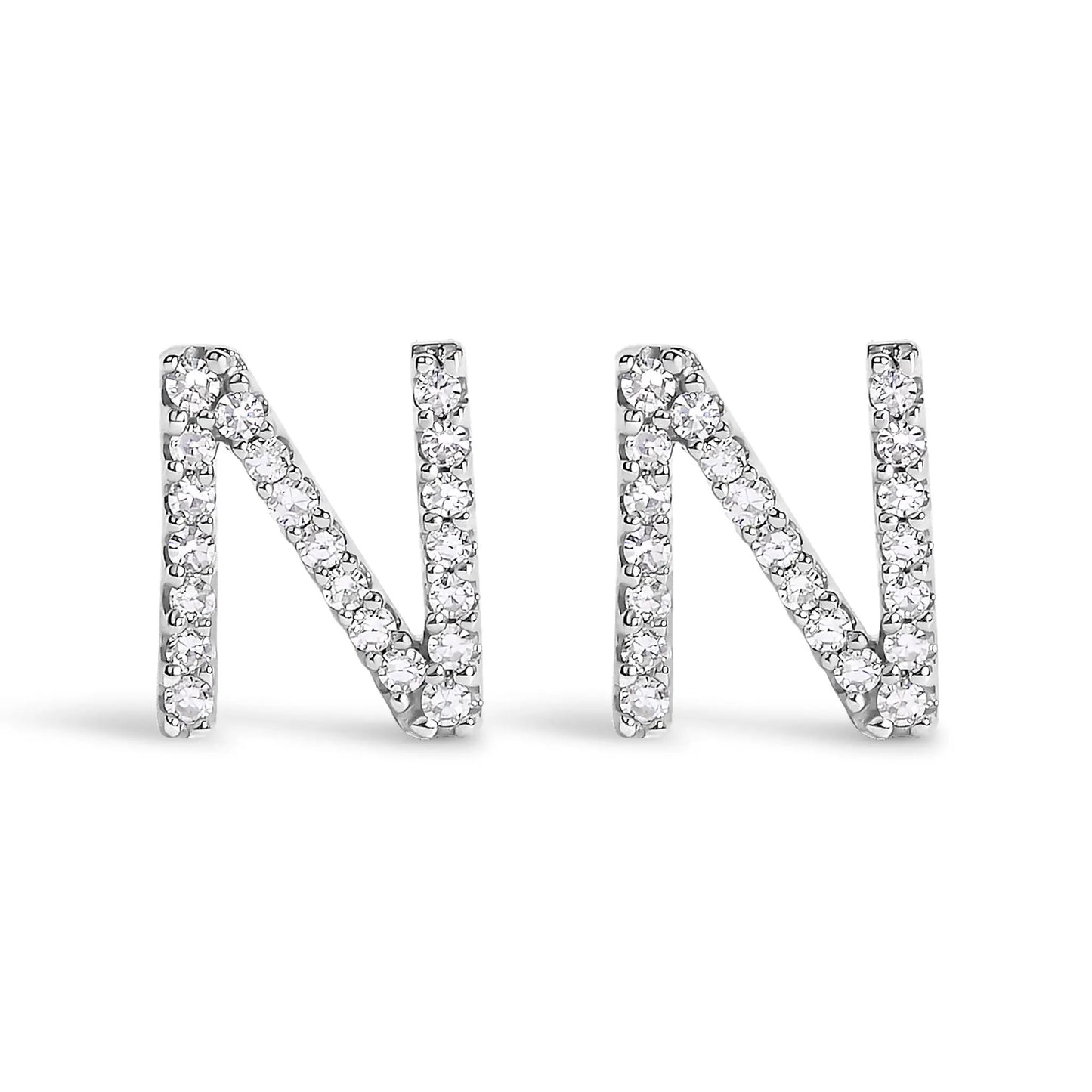 Diamond initial A stud earring in 10K white gold with 1/10 Cttw diamonds on Tampa Home & Garden Store