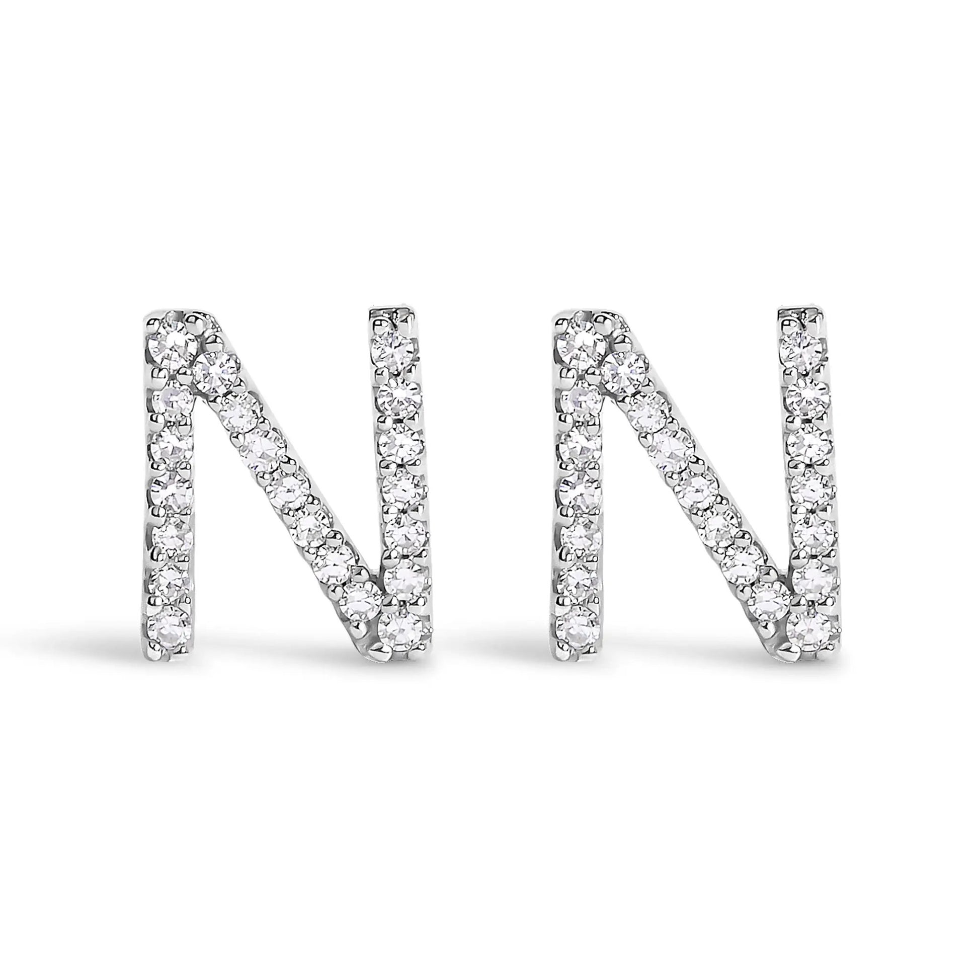 Diamond initial A stud earring in 10K white gold with 1/10 Cttw diamonds on Tampa Home & Garden Store