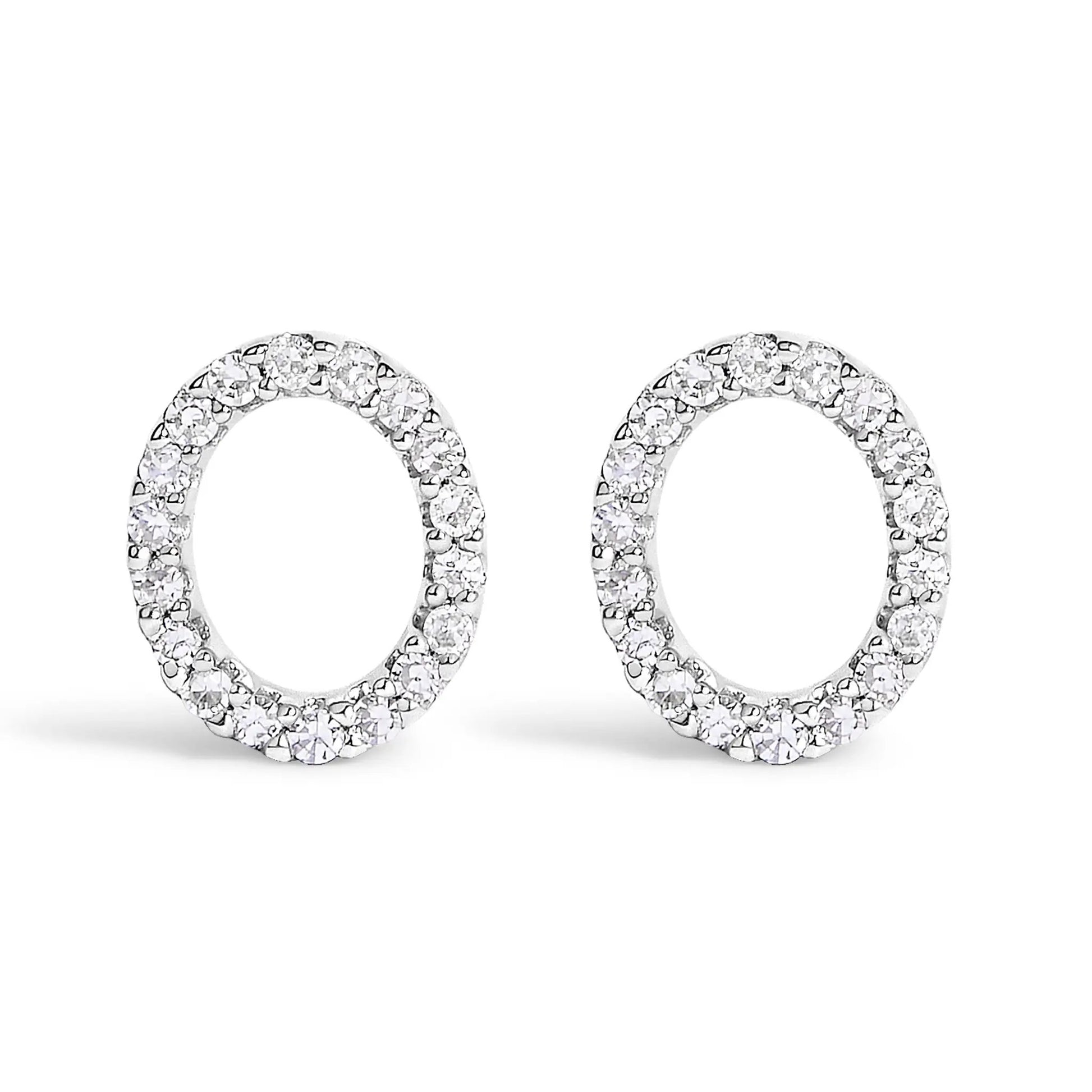 Pair of 10K white gold diamond pavé hoop earrings showcasing sparkling stones on Tampa Home & Garden Store