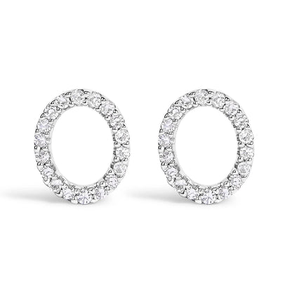 Pair of 10K white gold diamond pavé hoop earrings showcasing sparkling stones on Tampa Home & Garden Store