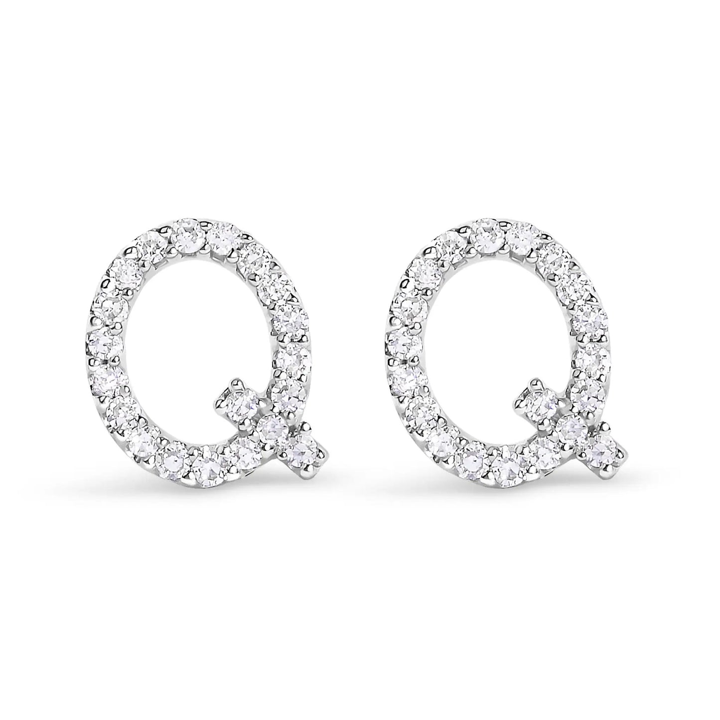Pair of 10K white gold diamond pavé hoop earrings with initial A charm on Tampa Home & Garden Store