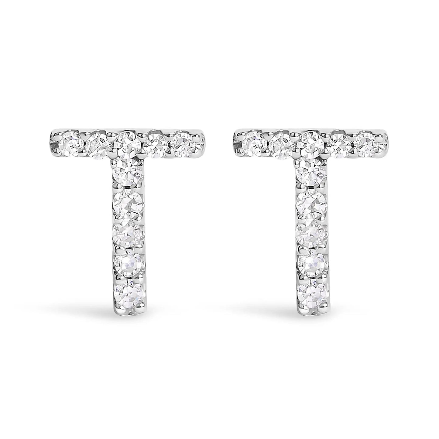 Two 10K white gold diamond initial A stud earrings with 1/10 Cttw pavé diamonds by Bids.com on Tampa Home & Garden Store