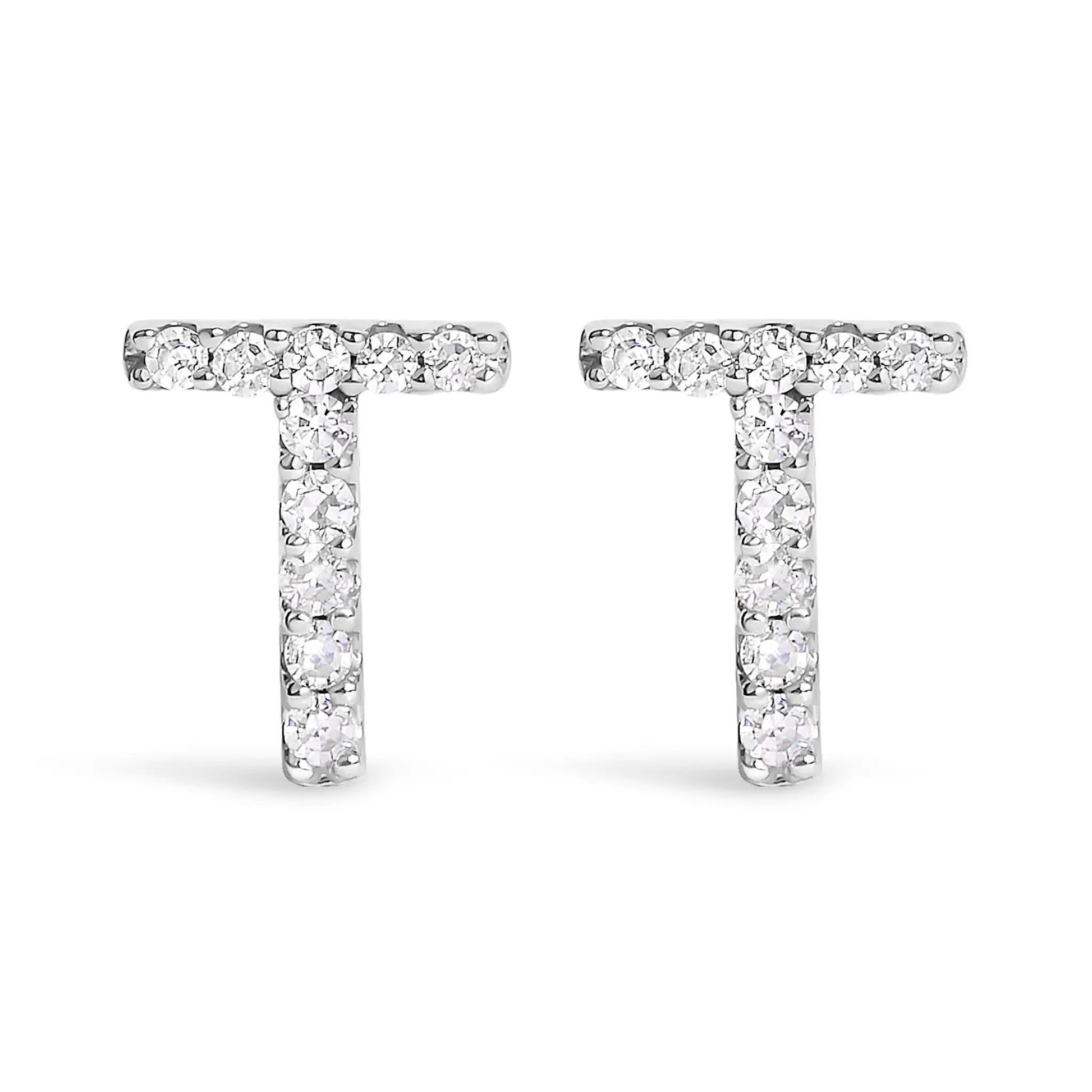 Two 10K white gold diamond initial A stud earrings with 1/10 Cttw pavé diamonds by Bids.com on Tampa Home & Garden Store