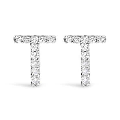 Two 10K white gold diamond initial A stud earrings with 1/10 Cttw pavé diamonds by Bids.com on Tampa Home & Garden Store