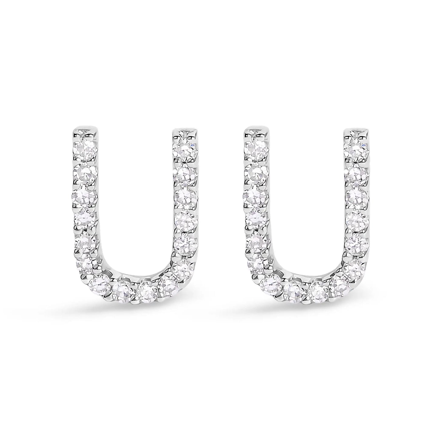 Diamond pavé hoop earrings in 10K white gold, set of four with brilliant stones on Tampa Home & Garden Store