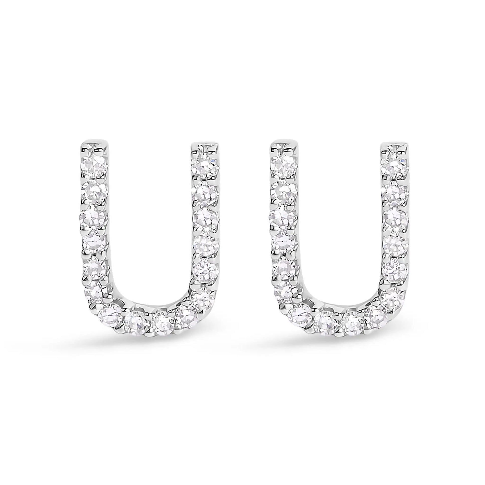 Diamond pavé hoop earrings in 10K white gold, set of four with brilliant stones on Tampa Home & Garden Store