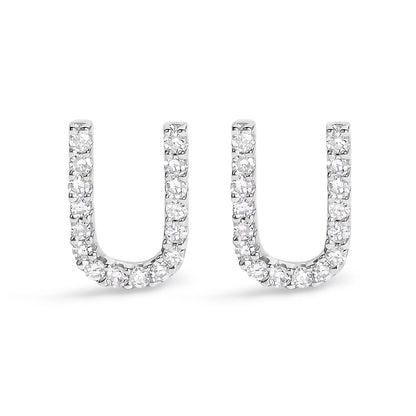 Diamond pavé hoop earrings in 10K white gold, set of four with brilliant stones on Tampa Home & Garden Store