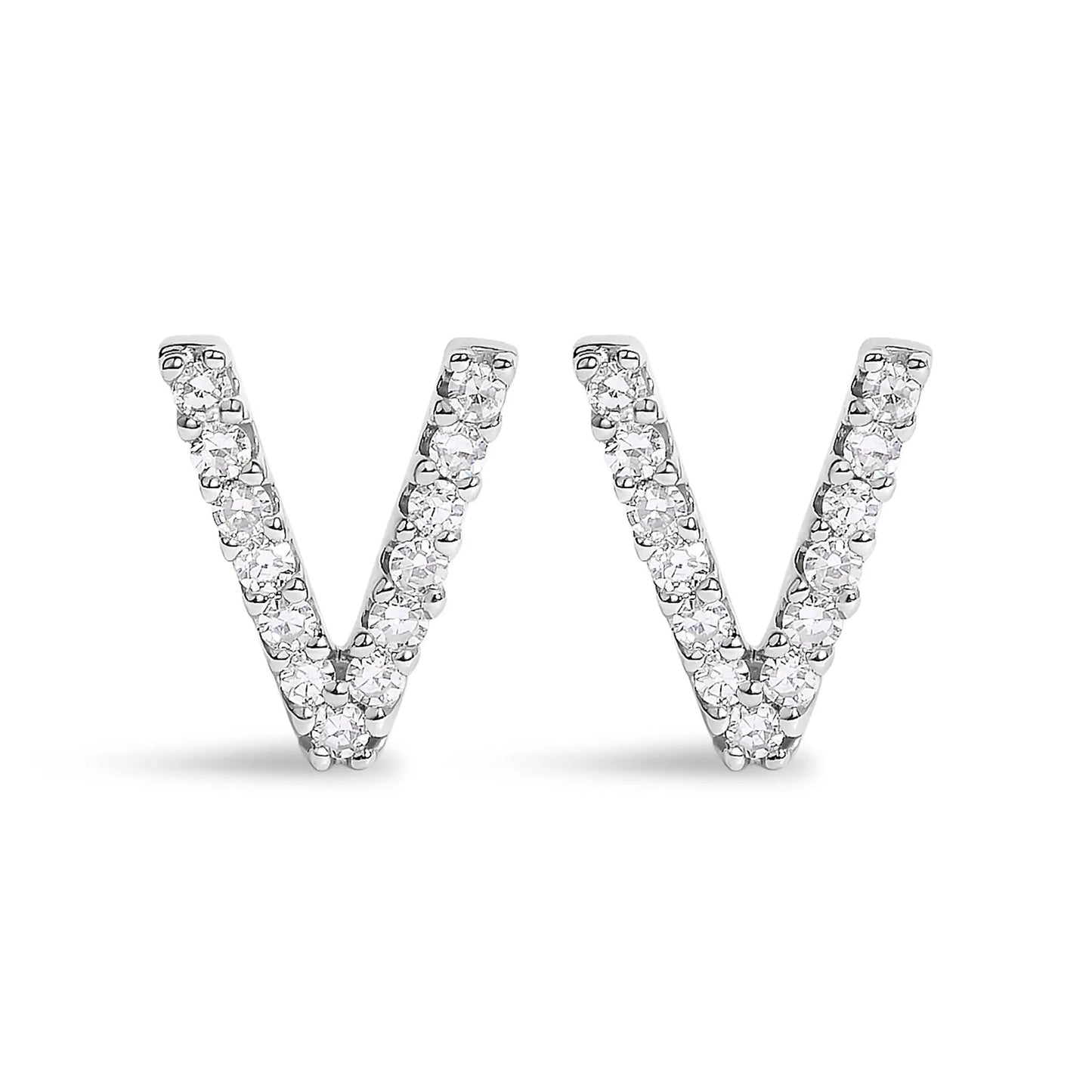 Bids.com 10K white gold initial A diamond stud earrings, 1/10 cttw pave diamonds, four on Tampa Home & Garden Store