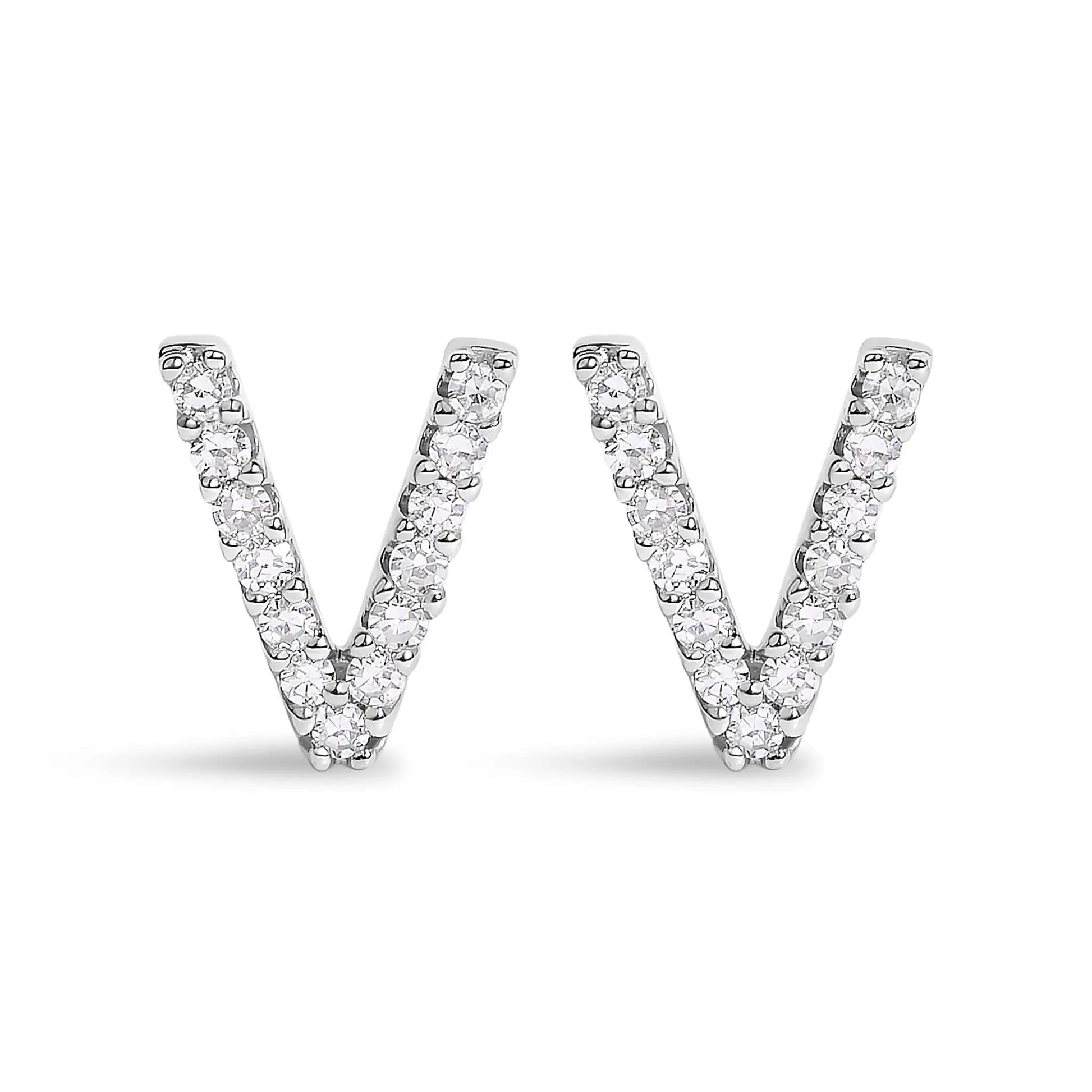 Bids.com 10K white gold initial A diamond stud earrings, 1/10 cttw pave diamonds, four on Tampa Home & Garden Store