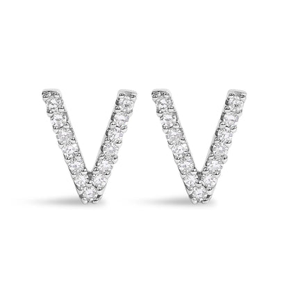 Bids.com 10K white gold initial A diamond stud earrings, 1/10 cttw pave diamonds, four on Tampa Home & Garden Store